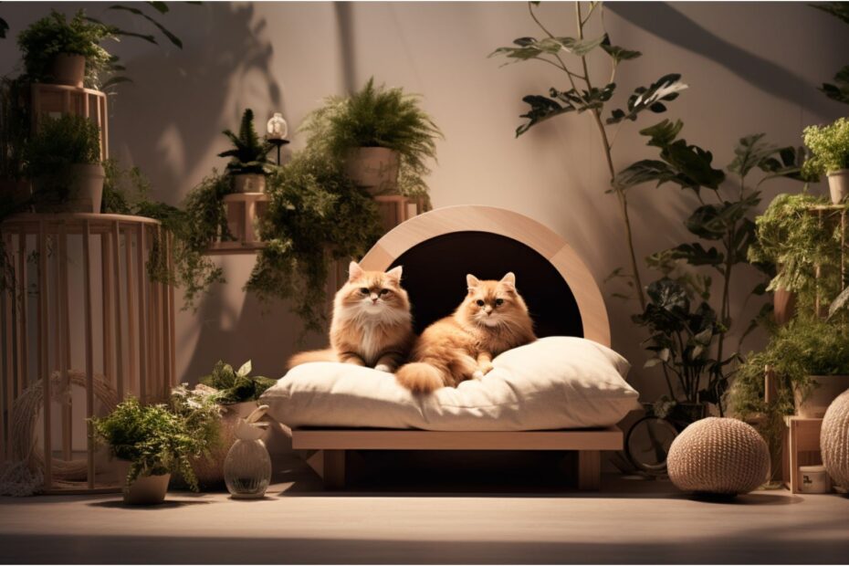image montrant des espaces de repos confortables, des coins de jeu spécialement conçus pour l'animal
