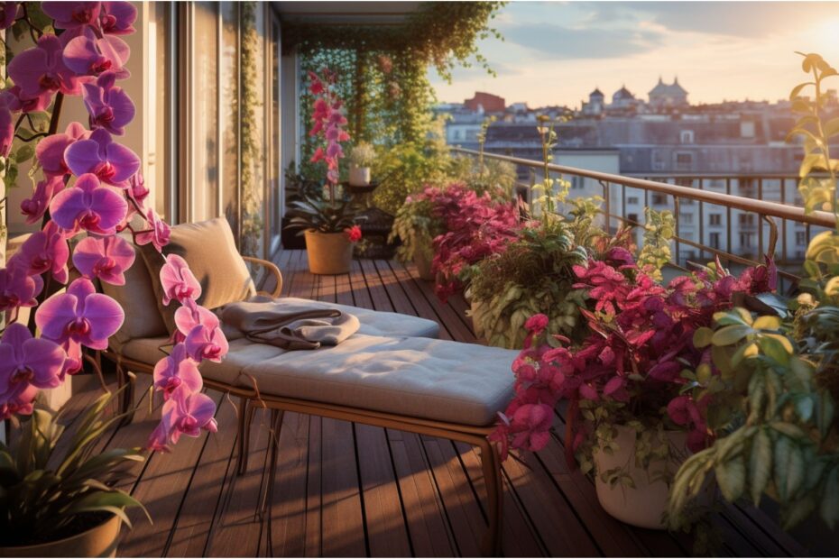 Des orchidées florissantes sur un balcon